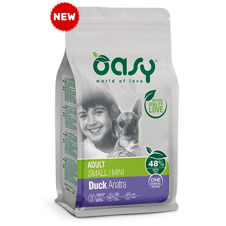 Oasy Dog Adult Small Mini Anatra 2,5 Kg Cibo Monoproteico per Cani