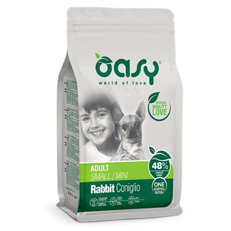 oasy dog adult small mini coniglio 800 gr crocchette monoproteiche cane