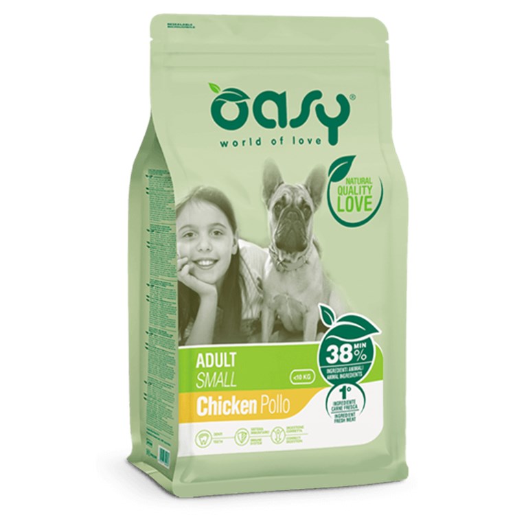 Oasy Dog Adult Small Mini Pollo 1 kg Crocchette Per Cani