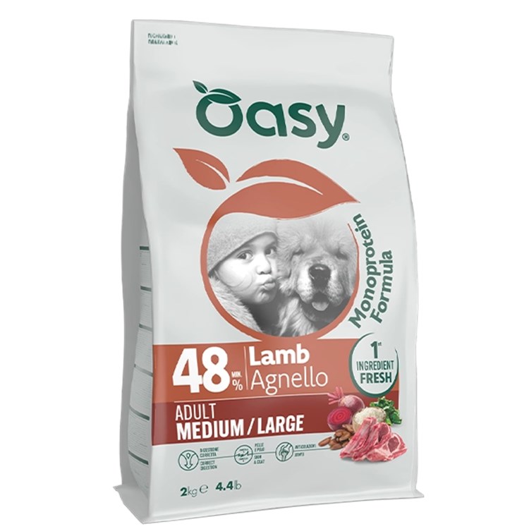 Oasy Dog Medium Large Adult Agnello 10 kg Per Cani Monoproteico