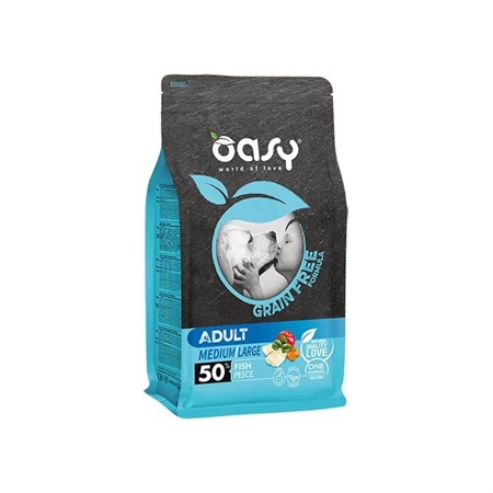 oasy dog grain free adult medium large pesce 2 5 kg