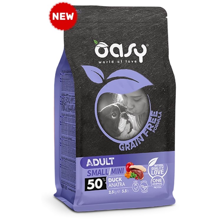 Oasy Dog Grain Free Adult Small Mini Anatra 2,5 Kg Cibo Per Cani