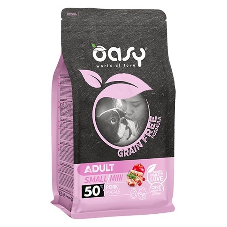 Oasy Dog Grain Free Adult Small Mini Maiale 2,5 kg Crocchette Per Cani