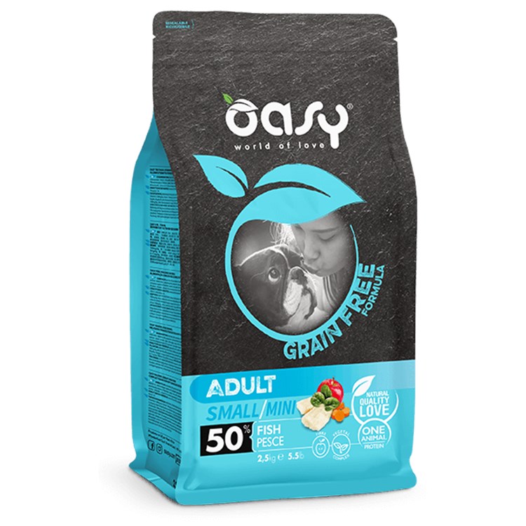 Oasy Dog Grain Free Adult Small Mini Pesce 800 gr Crocchette Per Cani