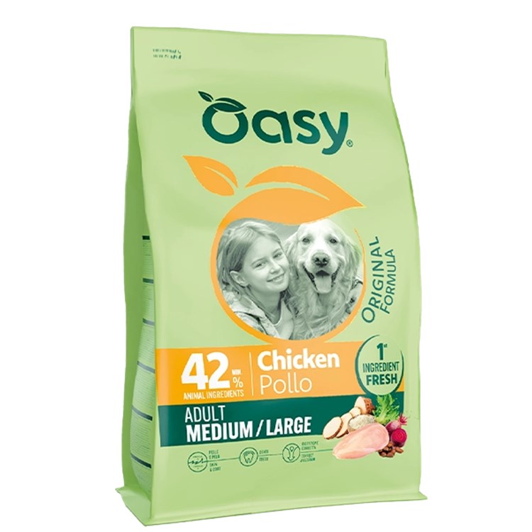 Oasy Dog Original Formula Medium Large Adult Pollo 10 kg Per Cani