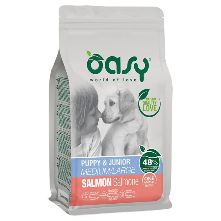 Oasy Dog Puppy Medium Large Salmone 2,5 kg Monoproteico