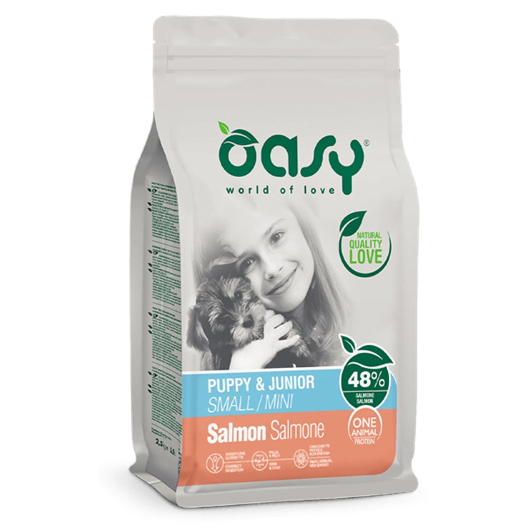Oasy Dog Puppy Junior Small Mini Salmone 2,5 kg Crocchette Cane