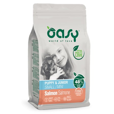 oasy dog puppy junior small mini salmone 800 gr crocchette cane
