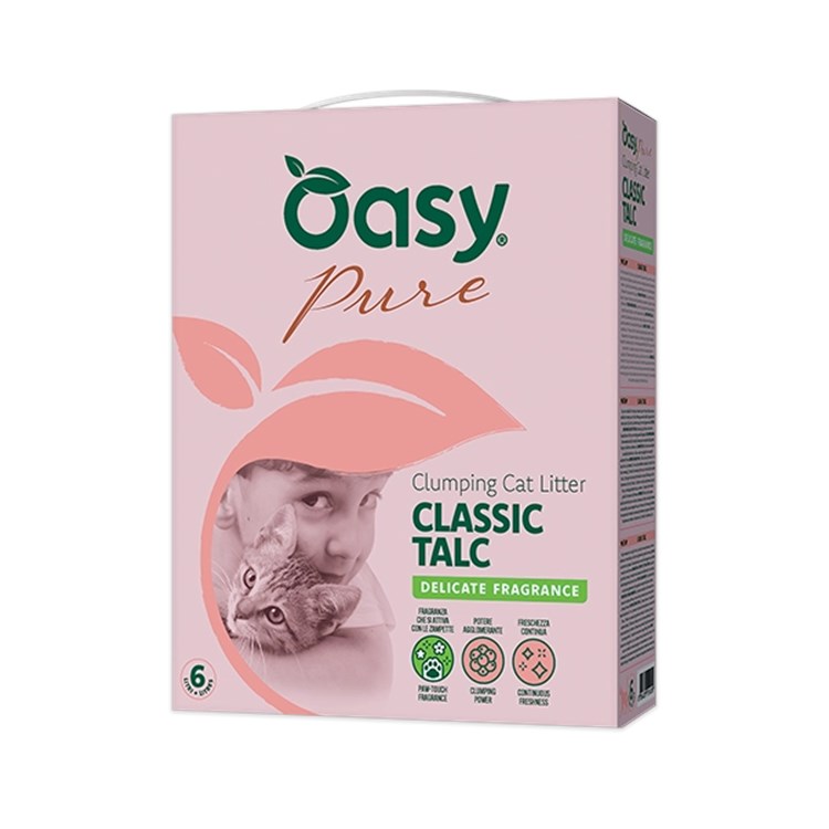 Oasy Lettiera Pure Classic Talco 10 LT Agglomerante Profumata al Talco Per Gatti