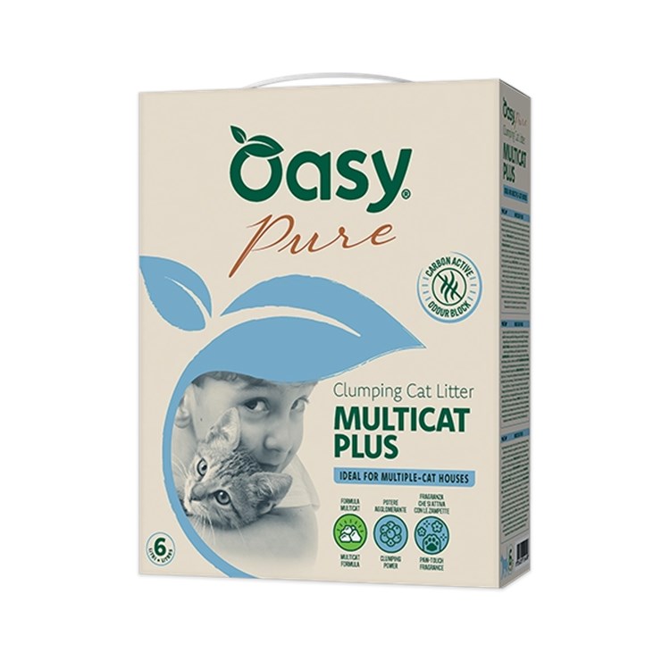 Oasy Lettiera Pure Multicat Plus 6 LT Agglomerante Ideale Con Più Gatti