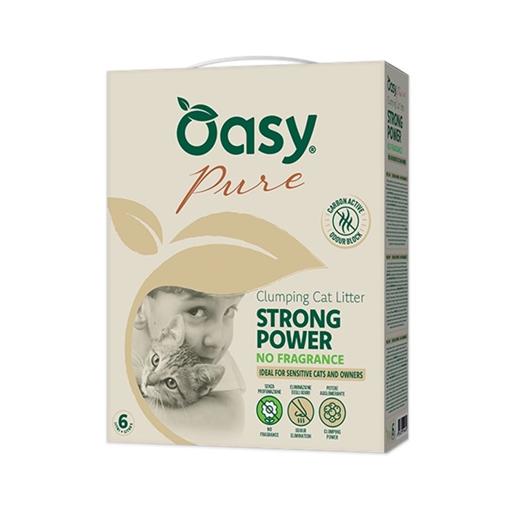 Oasy Lettiera Pure Strong Power No Fragance 6 LTAgglomerante Senza Profumazione Per Gatti