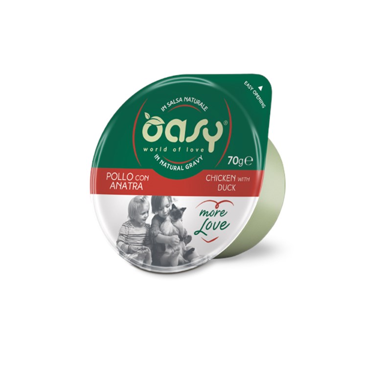 Oasy More Love Green Cup Pollo Con Anatra 70 gr Umido Gatto