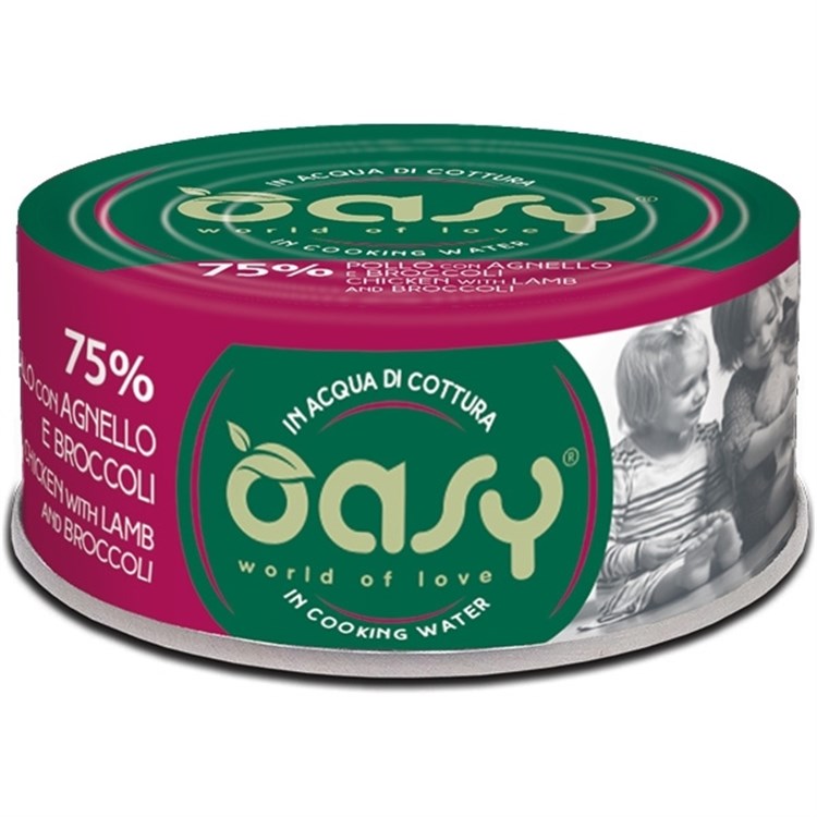 Oasy More Love Pollo Agnello Broccoli Lattina 70 gr Per Gatti