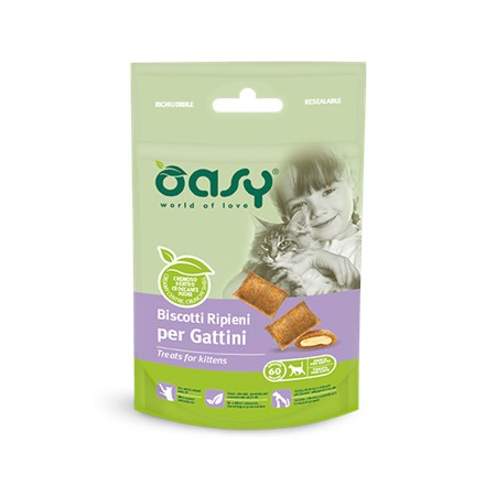 oasy snack biscotti ripieni per gattini 60 g per gattini