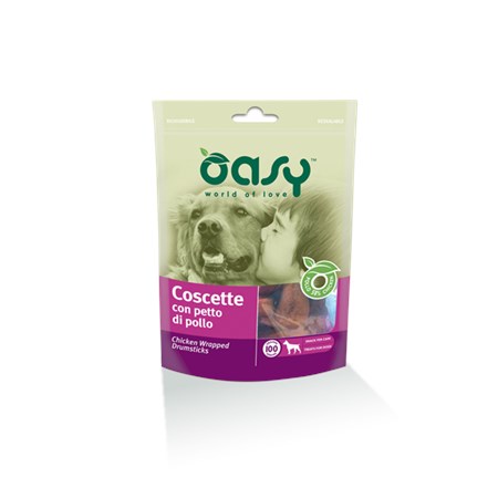 oasy snack coscette con petto di pollo 100 g per cani