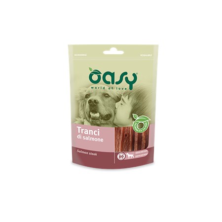 oasy snack tranci di salmone 80 g per cani
