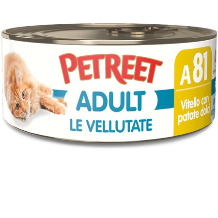 petreet vellutate di vitello con patate dolci 70 gr a81 scatoletta umido gatto