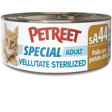 Petreet Vellutate Sterilized Pollo Con Patate Dolci 70 gr sA44 Scatoletta Gatto Sterilizzato in Gatti