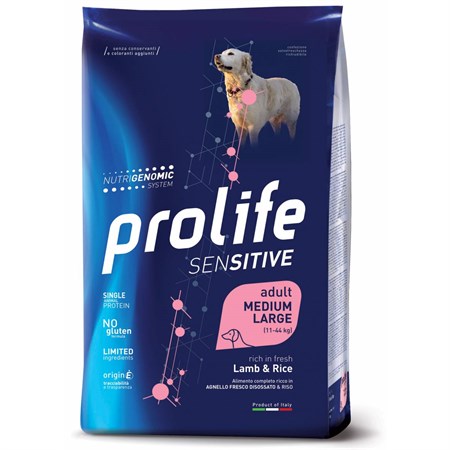 prolife adult sensitive medium large agnello e riso 10 kg