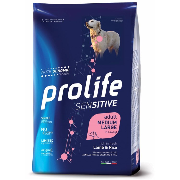 Prolife ADULT Sensitive Medium Large Agnello e Riso 10 kg