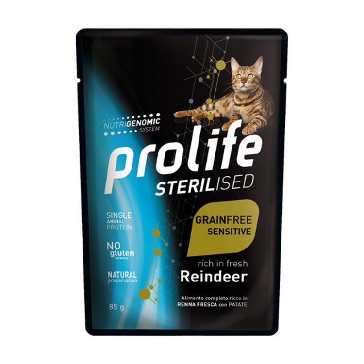 Prolife Cat Veterinary Diet Sterilised Sensitive Renna e Patate 85 gr Bustin Umido Gatto