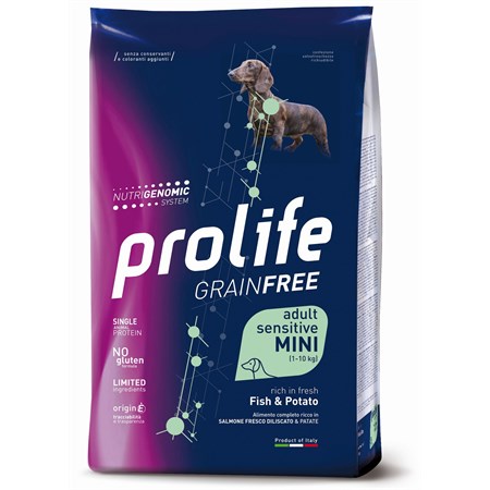 prolife dog mini adult sensitive pesce e patate 7 kg grain free fish