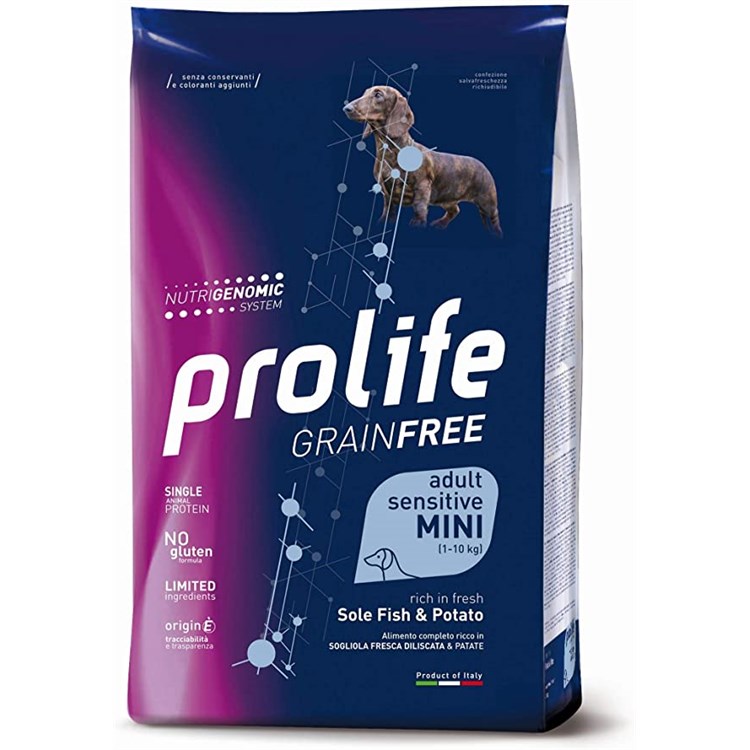 Prolife Dog Sensitive Grain Free Mini Adult Sogliola e Patate 2 kg Cane