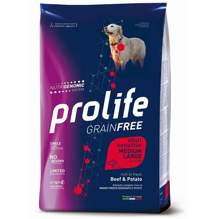 Prolife Dog Sensitive Medium Large Adult Manzo e Patate 10 kg DANNEGGIATO