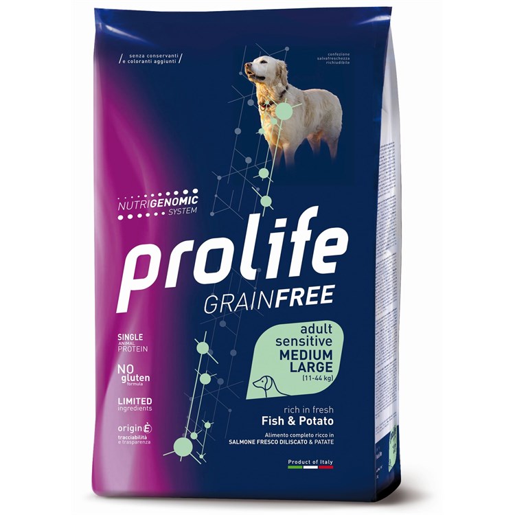 Prolife Dog Sensitive Medium Large Adult Pesce e Patate 10 kg (Fish) Grain Free