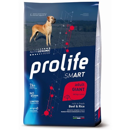 prolife dog smart giant adult manzo e riso 12 kg beef