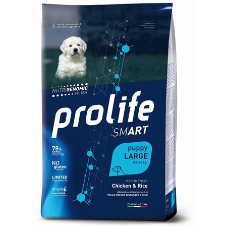 prolife dog smart puppy large pollo e riso 10 kg chicken rice