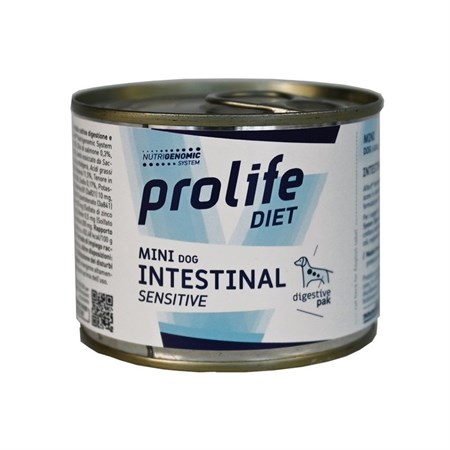 prolife dog veterinary formula mini intestinal sensitive 200 gr umido cane