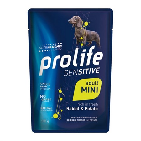club prolife dog mini sensitive coniglio e patate 100 gr bustina umido per cani