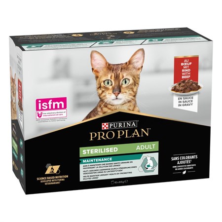 purina pro plan cat adult sterilised multipack 10x85 gr bustine in salsa con manzo