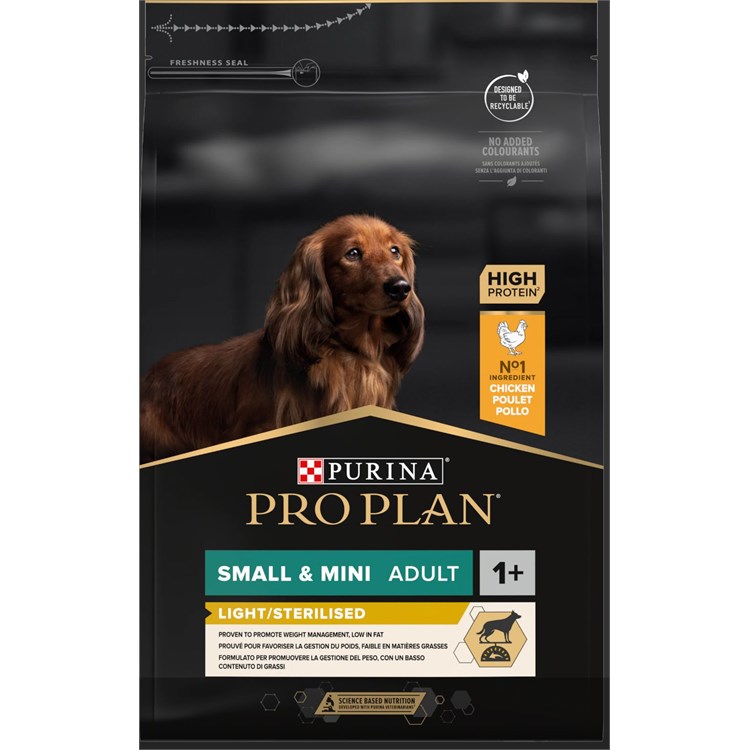 Purina Pro Plan Small Mini Light Sterilised Pollo 3 Kg Crocchette Cane
