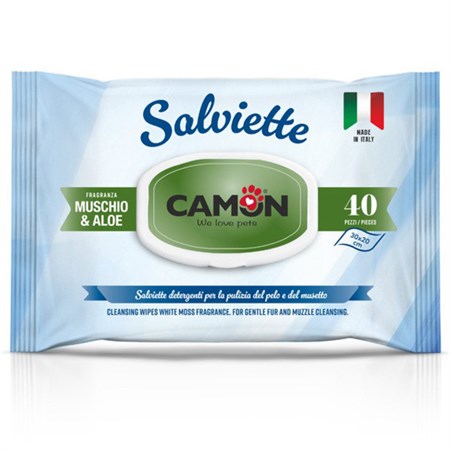 Salviette Detergenti con Aloe e al Profumo di Muschio Bianco in Cani