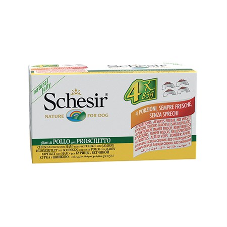 schesir cat pollo e prosciutto 4x85gr