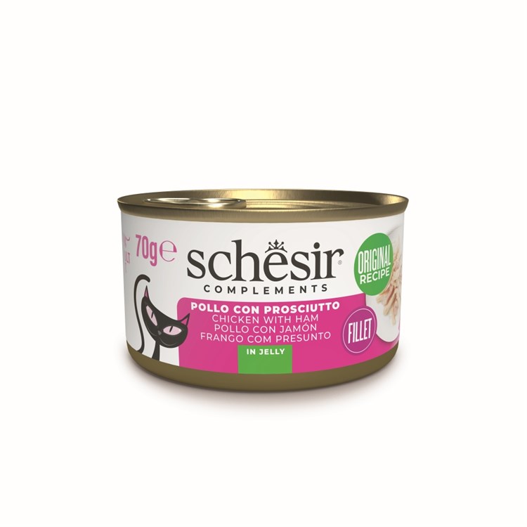 Schesir Complements Filetto Di Pollo Con Prosciutto in Jelly 70g Scatoletta Per Gatti