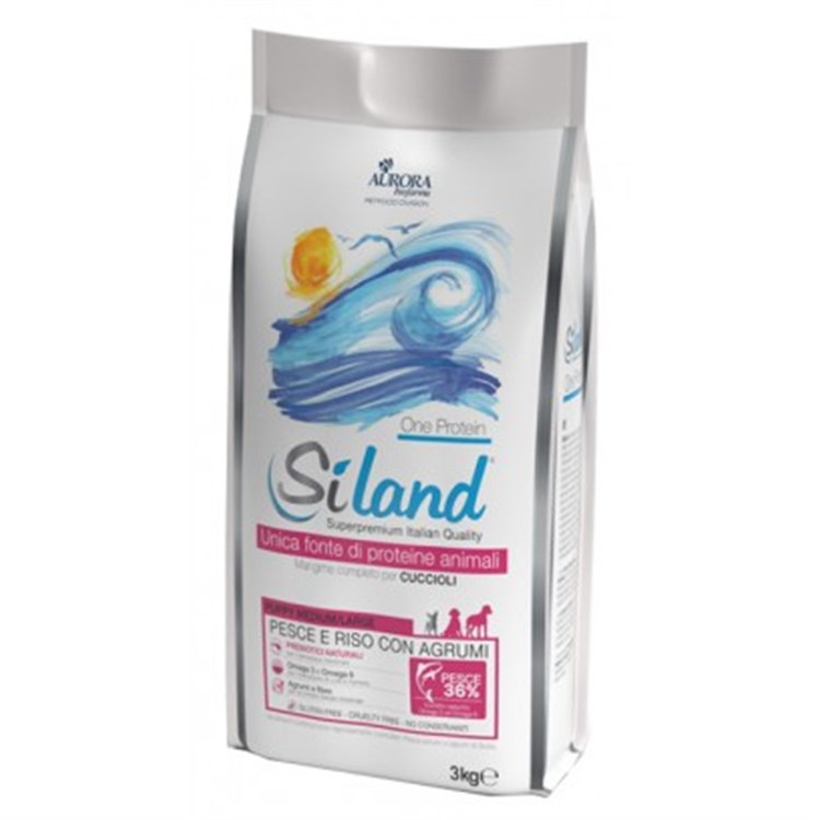 Siland Puppy Medium Maxi Pesce Riso Agrumi 3 kg Monoproteico per Cani