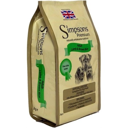 simpsons premium adult agnello e riso integrale 2 kg cane