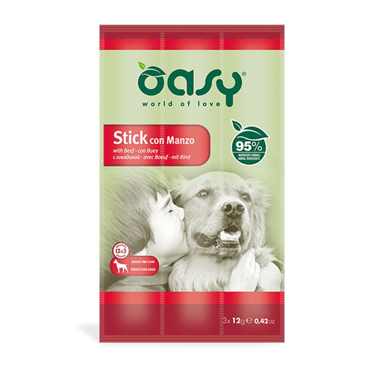 Snack Dog Oasy Stick 12 gr Manzo Per Cane