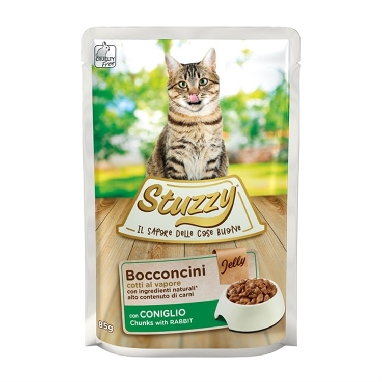 STUZZYCAT Bocconcini con Coniglio in Gelatina 85g bustina gatto 85 GR