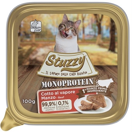 STUZZYCAT Monoprotein Manzo 100 GR Vaschetta per Gatti 100 GR in Gatti