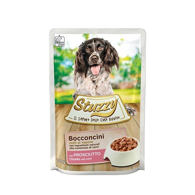 Stuzzy dog Bocconcini con Prosciutto 100 gr Bustina Umido Per Cani 100 GR