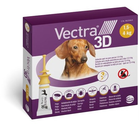 vectra 3d giallo spot on da 1 5 a 4 kg 3 pipette per cani