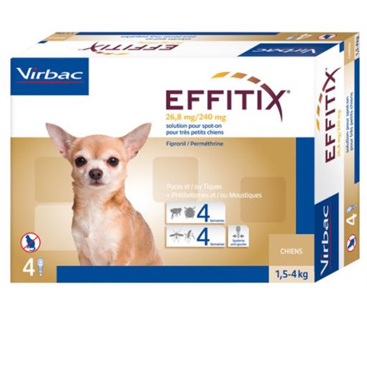 Virbac Effitix Cane Spot-on 1,5 - 4 kg 4 Pipette