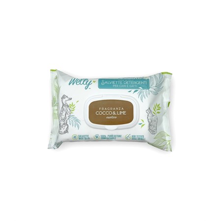 WELLY SALVIETTE DETERGENTI ESOTICHE  COCCO & LIME 40 PZ in Cani
